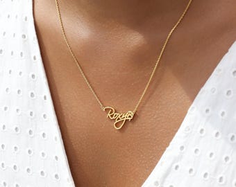 Personalized Dog Name Necklace with Custom Paw Print, Sterling Silver or Gold