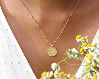 Personalized Flower Birthstone Necklace By KyUc Studio - Multiple Birthstones Jewelry - Bridesmaids - Christmas Gifts