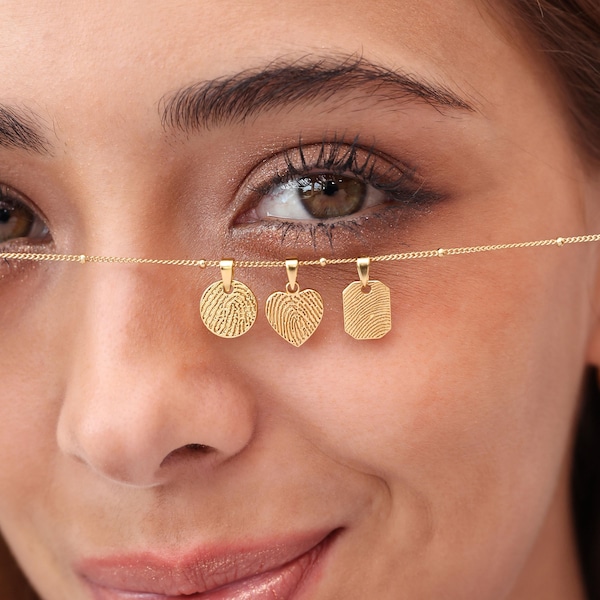 Mini Charm Fingerprint Necklace By KyUc Studio - Actual Thumbprint Jewelry - Memorial Gifts - Christmas Gifts