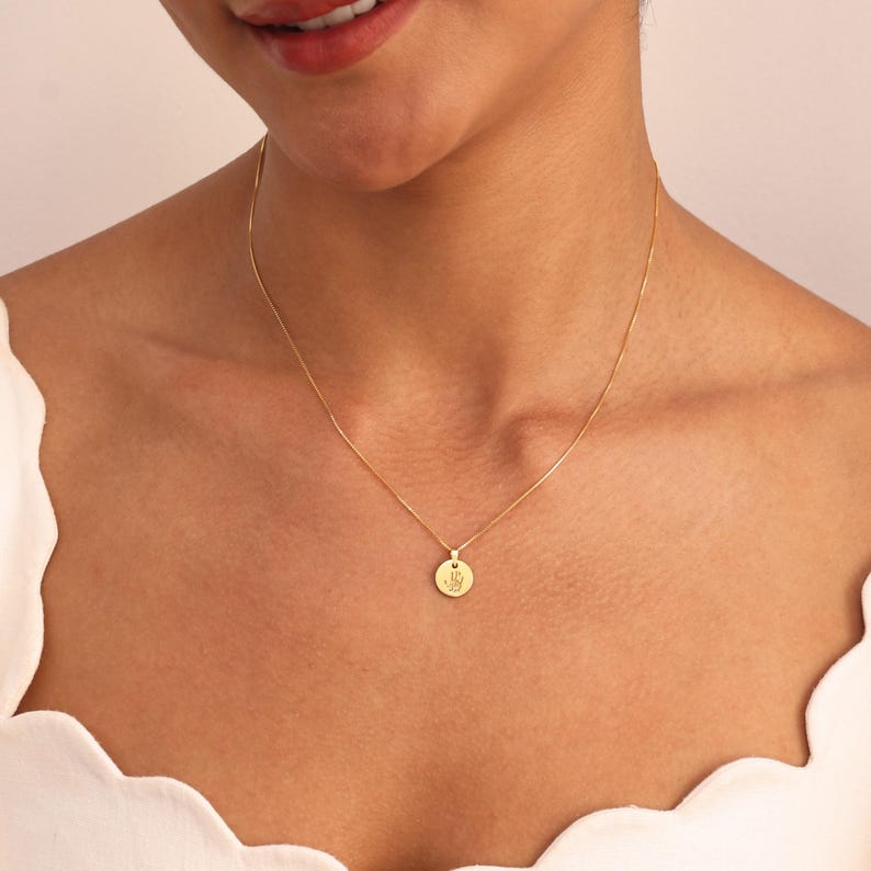 Mini Circle Charm Footprint Necklace - Baby Handprint Necklaces - Mother's Day - Christmas Gifts image 9