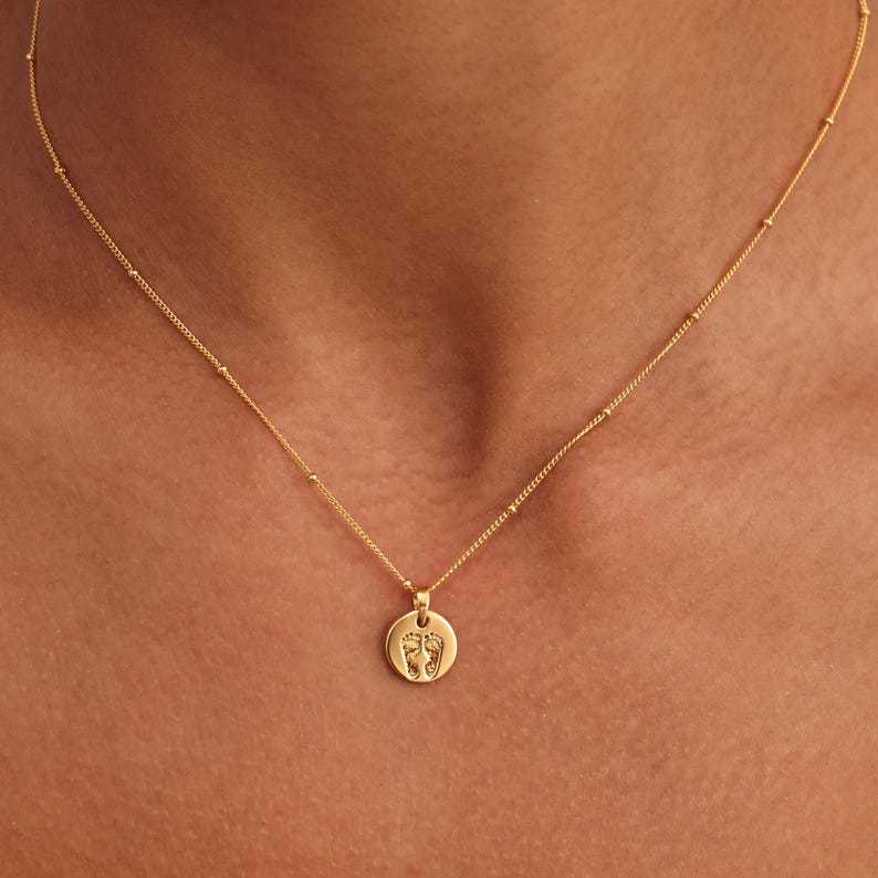 Mini Circle Charm Footprint Necklace - Baby Handprint Necklaces - Mother's Day - Christmas Gifts image 8