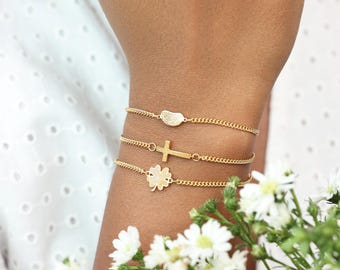 Personalized Fingerprint Bracelet | Bean- Cross- Clover | Memorial Jewelry | Custom Keepsake Gift