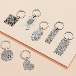 Custom Actual Fingerprint Heart Keychain Memorial Fingerprint Keychain Fingerprint Keychain Handwriting Keychain Mother's Day Gifts image 8