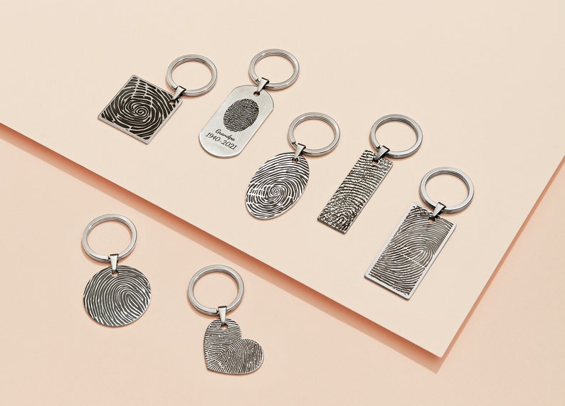 Custom Actual Fingerprint Heart Keychain Memorial Fingerprint Keychain Fingerprint Keychain Handwriting Keychain Mother's Day Gifts image 8