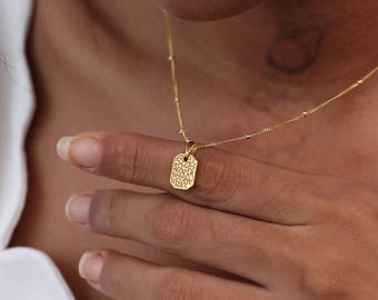 Mini Tag Detailed Nose Print Charm Necklace - Memorial Gifts - Gift For Pet Lovers