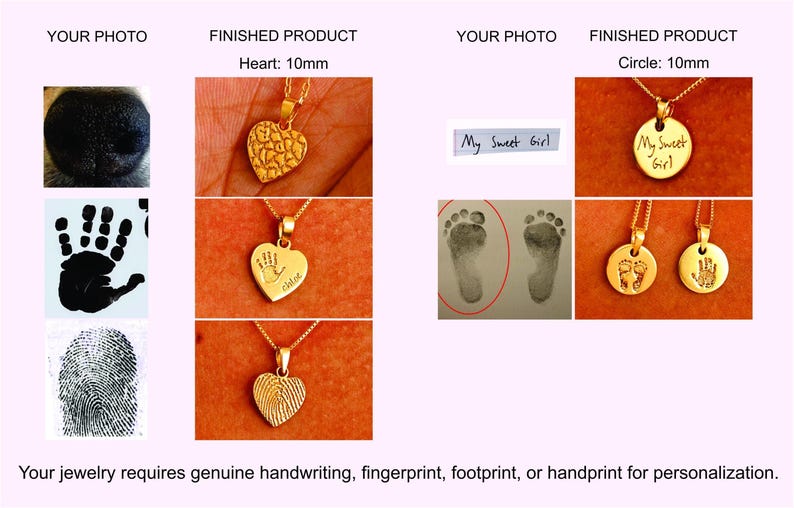 Mini Circle Charm Footprint Necklace - Baby Handprint Necklaces - Mother's Day - Christmas Gifts image 6