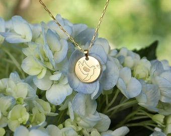Hidden Fingerprint Bird Necklace, Personalized Memorial Jewelry with Engraved Charm