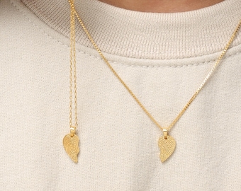 Split Heart Necklace Set – Half Charm Couple Jewelry – Memorial Gift – Mother’s Day