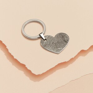 Custom Actual Fingerprint Heart Keychain Memorial Fingerprint Keychain Fingerprint Keychain Handwriting Keychain Valentine Gifts image 3