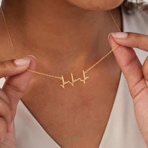 Personalized EKG heartbeat Necklace - Heartbeats Necklaces - Memorial Gift - Mother&#39;s Day - Christmas Gifts