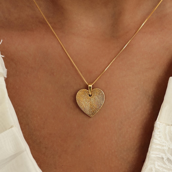 Heart Fingerprint Necklace By KyUc Studio - Actual Handwriting Necklaces - Memorial Gift - Mother's Day - Christmas Gifts