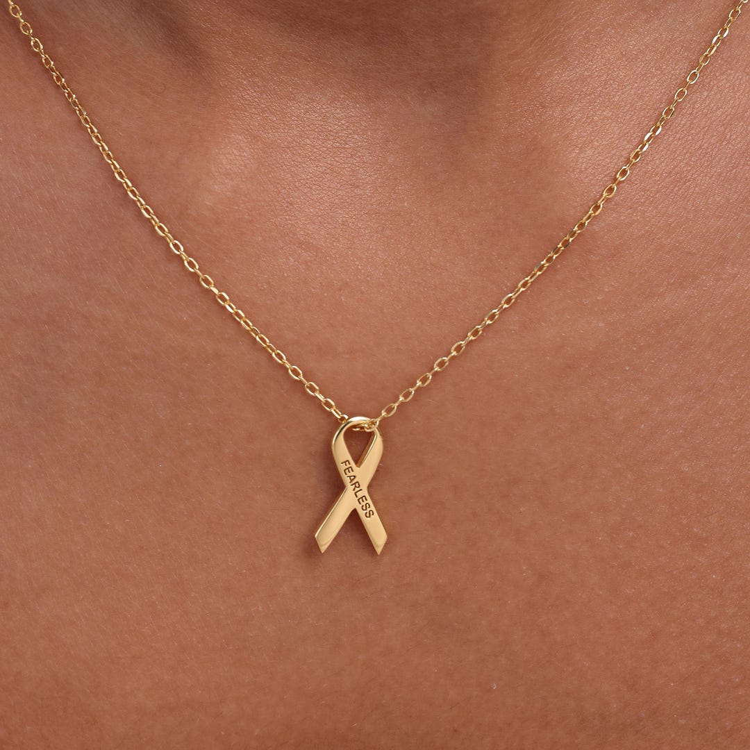 Breast Cancer Ribbon Necklace by Kyuc Studio - Overcome Gifts - Cancer ...