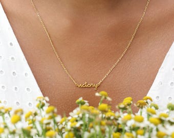 Custom Name Necklace in S925 Sterling Silver, Adjustable Figaro Chain