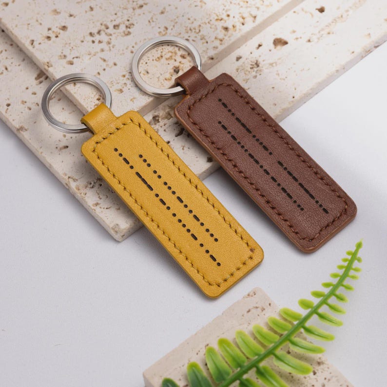Morse Code Leather Keychain - Hidden Message Keychains - Christmas ...