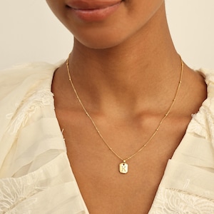 Mini Dog Tag by KyUc Studio - Custom Engraved Tags - Octagon Necklaces - Minimal Layering Initial Necklace - Christmas Gifts