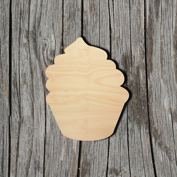 Cupcake -  Laser Cut Unfinished Wood Cutout Shapes - Always check sizes and measure