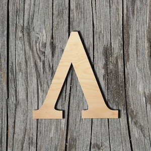 May include: A wooden letter A, painted in a light wood color, is displayed against a rustic wood background.