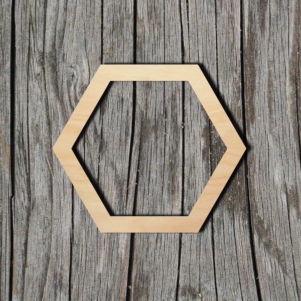 Hexagon Frame Shape - Laser Cut Unfinished Wood Cutout Shapes - Always check sizes and measure