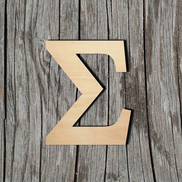 Greek Sigma Letter - Laser Cut Unfinished Wood Cutout Shapes - Always check sizes and measure