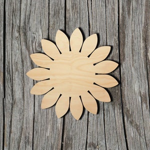 Unfinished Wood Sunflower Shape - Laser Cut Birch Plywood Craft Blank Up To 24 Inches