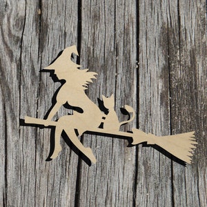 Flying Witch - Halloween -  Laser Cut Unfinished Wood Cutout Shapes - Always check sizes and measure