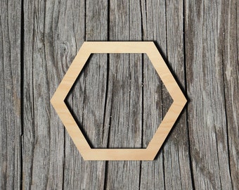 Hexagon Frame Shape - Laser Cut Unfinished Wood Cutout Shapes - Always check sizes and measure
