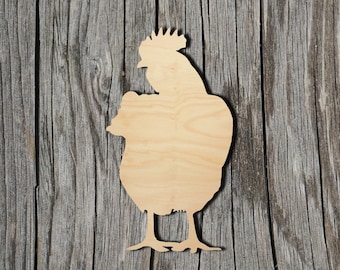 Rooster - Chicken - Laser Cut Unfinished Wood Cutout Shapes - Always check sizes and measure