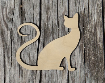 Gabarit en MDF Forme chat à décorer 10x10,6 cm Support Cat to be decorated