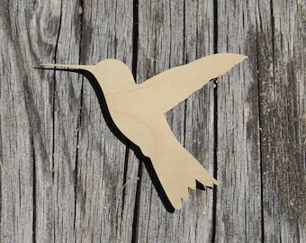 Humming Bird Shape -  Laser Cut Unfinished Wood Cutout Shapes - Always check sizes and measure