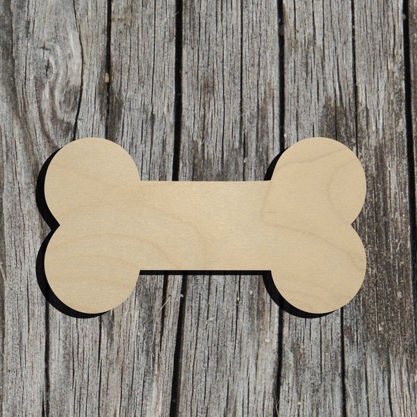 Dog Bone Shape -  Laser Cut Unfinished Wood Cutout Shapes - Always check sizes and measure