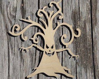 Scary Tree -  Laser Cut Unfinished Wood Cutout Shapes - Always check sizes and measure