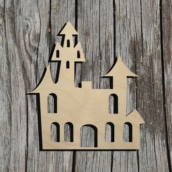 Haunted House - Halloween -  Laser Cut Unfinished Wood Cutout Shapes - Always check sizes and measure