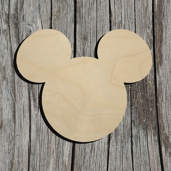 Mouse Head - Bear Head -  Laser Cut Unfinished Wood Cutout Shapes - Always check sizes and measure