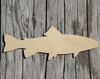 Trout - Fish -  Laser Cut Unfinished Wood Cutout Shapes - Always check sizes and measure