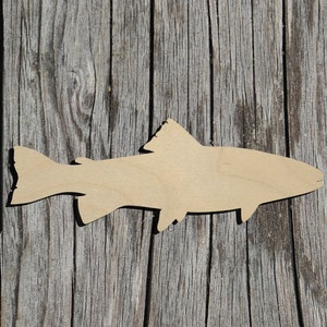 Trout - Fish -  Laser Cut Unfinished Wood Cutout Shapes - Always check sizes and measure