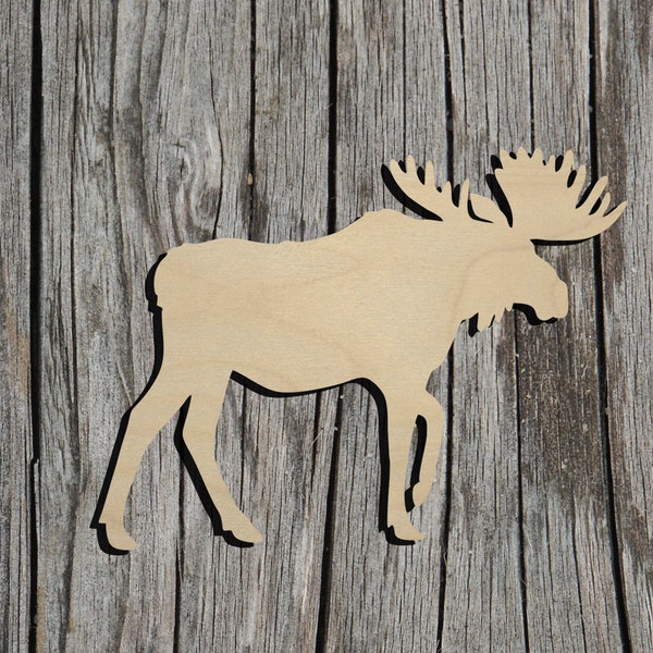 Moose - Wildlife -  Laser Cut Unfinished Wood Cutout Shapes - Always check sizes and measure