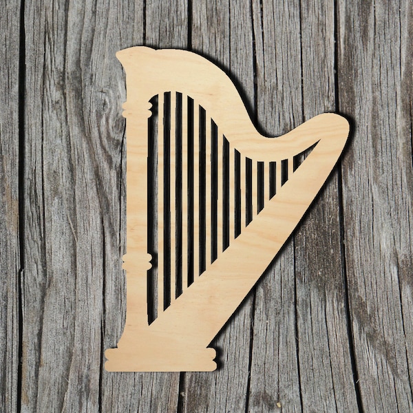 Harp Shape -  Laser Cut Unfinished Wood Cutout Shapes - Always check sizes and measure