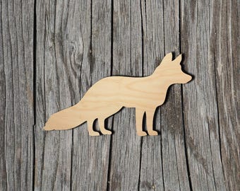 Fox Wood Cutout - Laser Cut Unfinished 1/8" Baltic Birch Plywood Shape - DIY Craft Supply