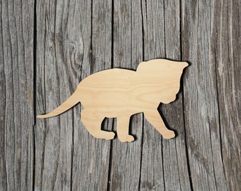 Cat - Kitten Wood Cutout - Laser Cut Unfinished 1/8" Baltic Birch Plywood Shape - DIY Craft Supply