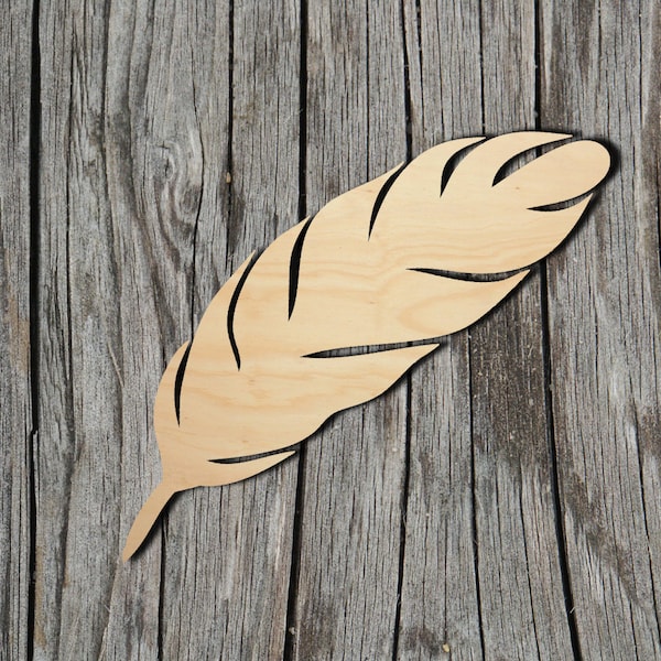 Feather Shape -  Laser Cut Unfinished Wood Cutout Shapes - Always check sizes and measure