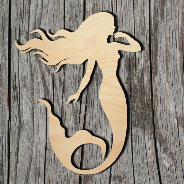 Mermaid Shape -  Laser Cut Unfinished Wood Cutout Shapes - Always check sizes and measure