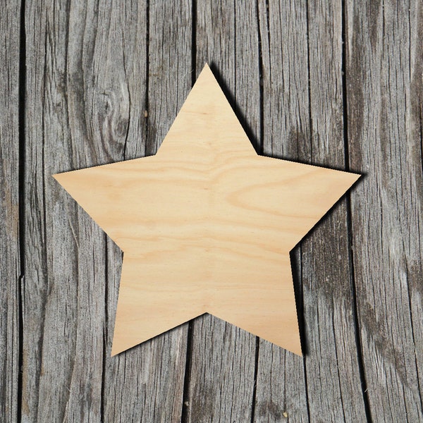 Star Shape -  Laser Cut Unfinished Wood Cutout Shapes - Always check sizes and measure