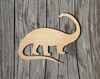 Dinosaur Wood Cutout - Laser Cut Unfinished 1/8" Baltic Birch Plywood Shape - DIY Craft Supply