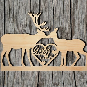 Deer Love -  Laser Cut Unfinished Wood Cutout Shapes - Always check sizes and measure