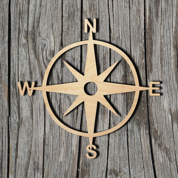 Compass -  Laser Cut Unfinished Wood Cutout Shapes - Always check sizes and measure