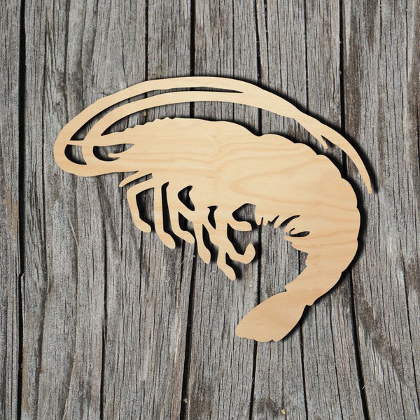 Shrimp -  Laser Cut Unfinished Wood Cutout Shapes - Always check sizes and measure