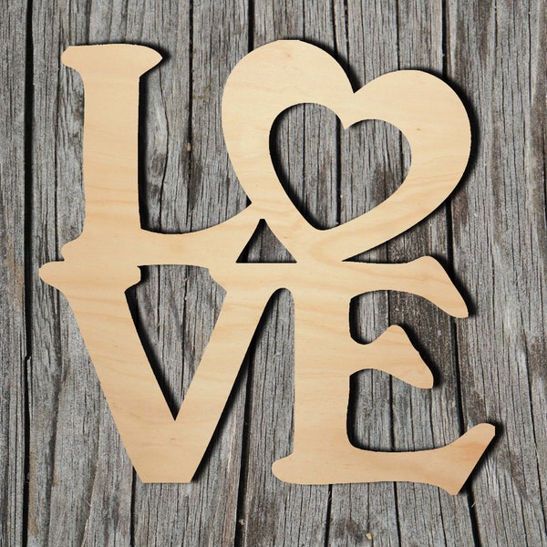 Love -  Laser Cut Unfinished Wood Cutout Shapes - Always check sizes and measure
