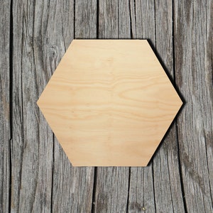 100PCS Hexagon Wood Pieces Unfinished Wood Hexagon Pieces 1.5x1.3x0.2 Inch  Na