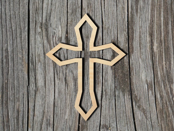 Cross - Laser Cut Out Unfinished Wood Craft Shape REL5 Cross - Laser Cut Out Unfinished Wood Craft Shape REL5