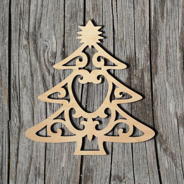 Árbol de Navidad - Formas recortadas de madera sin terminar cortadas con láser - Siempre verifique los tamaños y mida